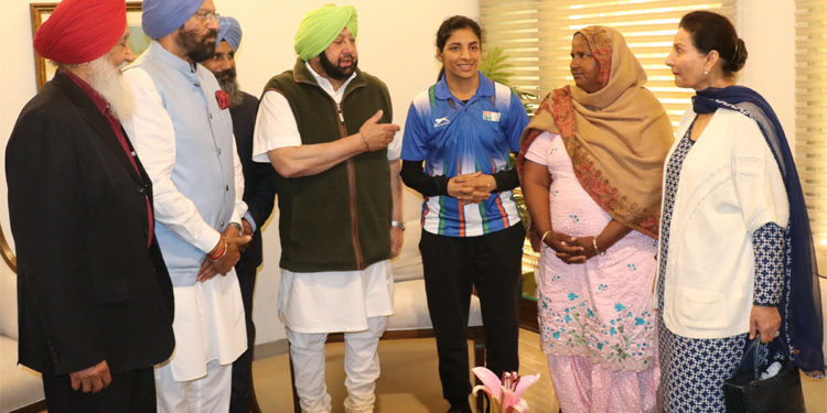 FIRST PUNJABI WOMAN BOXER SECURED OLYMPIC BERTH CALLS ON CAPTAIN AMARINDER SINGH
