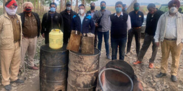 Excise Department recovers & destroys 1.30 lakh litres of Lahan in Khera Bet and New Rajapur villages of Ludhiana