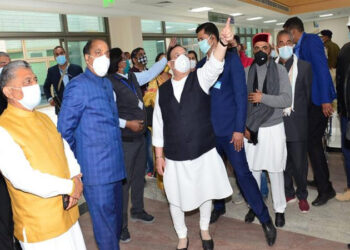 BJP National President J. P. Nadda and CM Jai Ram Thakur reviews construction work of AIIMS